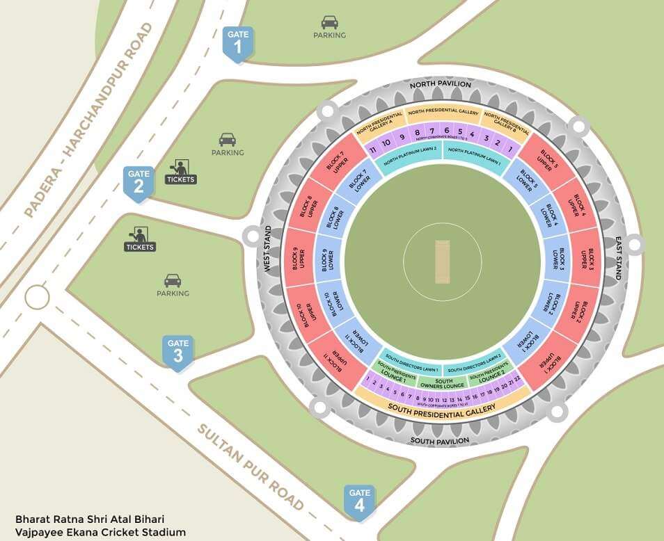 Bharat Ratna Shri Atal Bihari Vajpayee Ekana Cricket Stadium Map